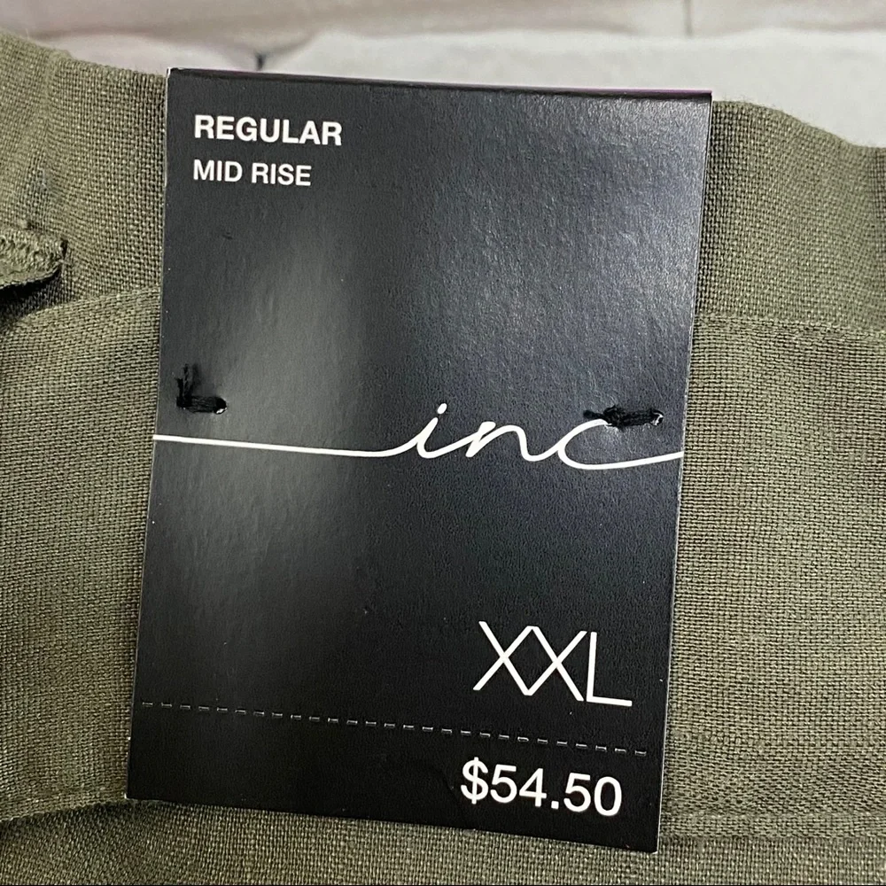 NWT INC Olive Green Linen Shorts Size XXL